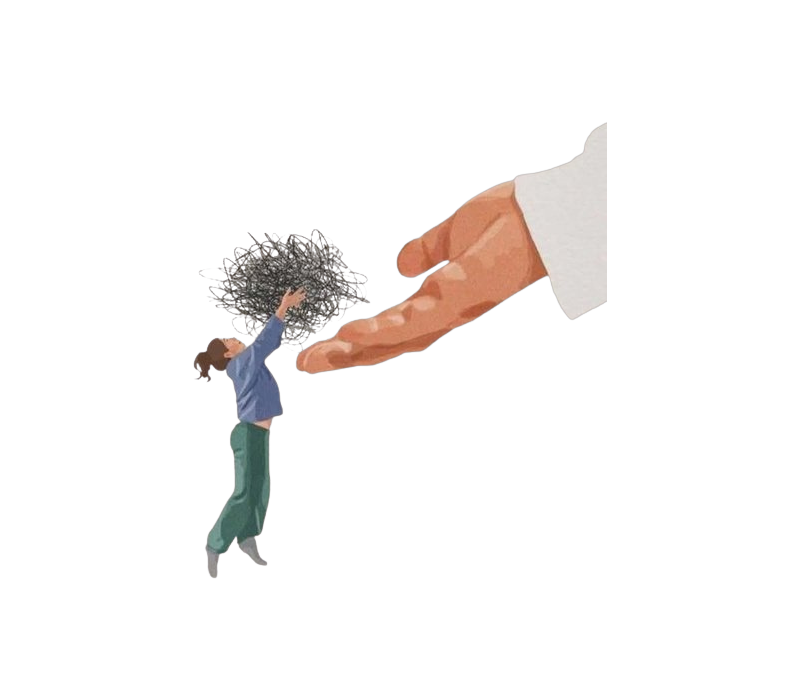 Illustration : une main tendue soutient une personne